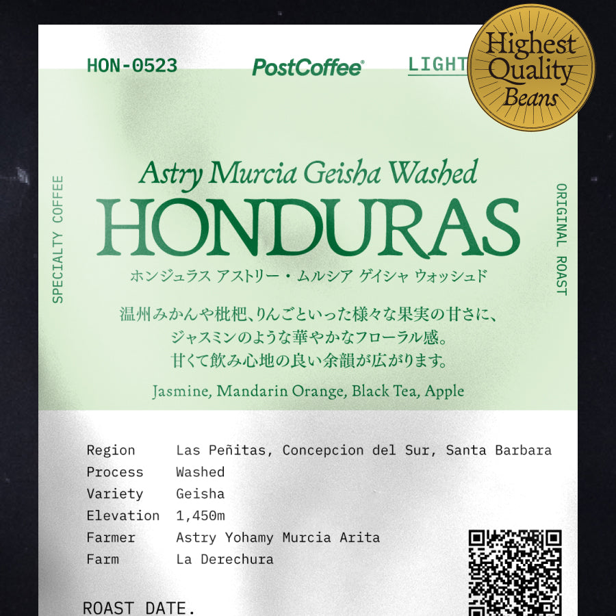 [Artisan Roast] Honduras Astry Murcia Geisha Washed (HON-0523) / 浅煎り